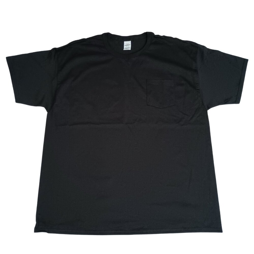 Hanes 5190 Men's Short Sleeve Beefy-T, 100% Cotton Chest Pocket, Black Tee 2XL